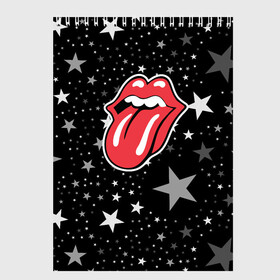 Скетчбук с принтом rolling stones star в городе Новоалтайск, 100% бумага
 | 48 листов, плотность листов — 100 г/м2, плотность картонной обложки — 250 г/м2. Листы скреплены сверху удобной пружинной спиралью | mick jagger | music | rock | rolling stones | музыка | рок