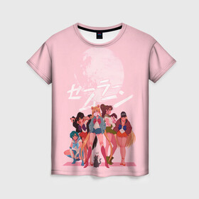 Женская футболка 3D с принтом PINK SAILOR MOON в городе Новоалтайск, 100% полиэфир ( синтетическое хлопкоподобное полотно) | прямой крой, круглый вырез горловины, длина до линии бедер | anime | japan | manga | sailor moon | аниме | девочка | девушка | лунная призма | манга | сейлор мун | сэйлор мун | япония