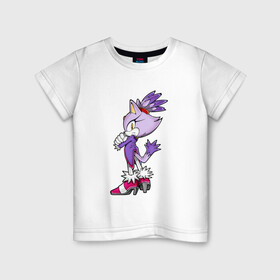 Детская футболка хлопок с принтом SONIC (Кошка Блейз) в городе Новоалтайск, 100% хлопок | круглый вырез горловины, полуприлегающий силуэт, длина до линии бедер | amy rose | blaze the cat | hedgehog | sega | silver | sonic | доктор эггман | ёж соник | ехидна наклз | кошка блейз | метал соник | сега | сильвер | соник
