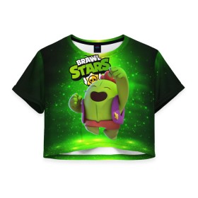 Женская футболка Crop-top 3D с принтом brawn stars Spike Спайк в городе Новоалтайск, 100% полиэстер | круглая горловина, длина футболки до линии талии, рукава с отворотами | brawl | brawl stars | brawlstars | brawl_stars | jessie | poco | бравл | бравлстарс | поко