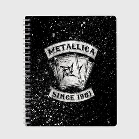 Тетрадь с принтом Metallica в городе Новоалтайск, 100% бумага | 48 листов, плотность листов — 60 г/м2, плотность картонной обложки — 250 г/м2. Листы скреплены сбоку удобной пружинной спиралью. Уголки страниц и обложки скругленные. Цвет линий — светло-серый
 | album | black | concert | heavy | kirk | metal | metallica | music | rock | tolls | джеймс хэтфилд | кирк хэмметт | клифф бёртон | ларс ульрих | метал | металлика | трэш