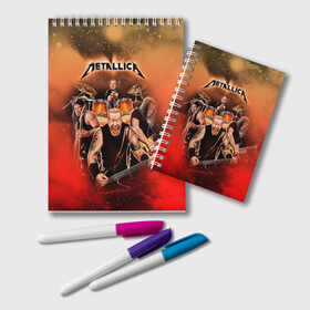 Блокнот с принтом Metallica в городе Новоалтайск, 100% бумага | 48 листов, плотность листов — 60 г/м2, плотность картонной обложки — 250 г/м2. Листы скреплены удобной пружинной спиралью. Цвет линий — светло-серый
 | Тематика изображения на принте: album | black | concert | heavy | kirk | metal | metallica | music | rock | tolls | джеймс хэтфилд | кирк хэмметт | клифф бёртон | ларс ульрих | метал | металлика | трэш
