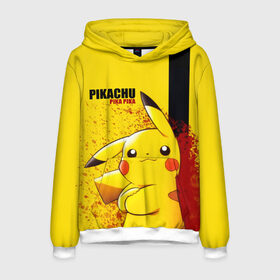 Мужская толстовка 3D с принтом PIKACHU в городе Новоалтайск, 100% полиэстер | двухслойный капюшон со шнурком для регулировки, мягкие манжеты на рукавах и по низу толстовки, спереди карман-кенгуру с мягким внутренним слоем. | Тематика изображения на принте: pika | pikachu | pokemons | аниме | детектив пикачу | пика | пикачу | покемон