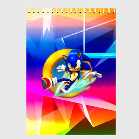 Скетчбук с принтом Sonic в городе Новоалтайск, 100% бумага
 | 48 листов, плотность листов — 100 г/м2, плотность картонной обложки — 250 г/м2. Листы скреплены сверху удобной пружинной спиралью | Тематика изображения на принте: 90 е | old school | sega | sonic | еж | игра | олдскулл | сега | синий еж | соник