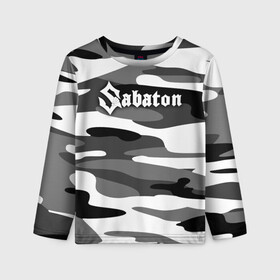 Детский лонгслив 3D с принтом Камуфляж Sabaton в городе Новоалтайск, 100% полиэстер | длинные рукава, круглый вырез горловины, полуприлегающий силуэт
 | battle | panzerkampf | primo victoria | sabaton | the art of war | the great war | атака мертвецов | бисмарк | броден | войны | группа | йоаким | латный ботинок | метал | ночные ведьмы | пауэр | рок | рыцарские доспехи | сабатон