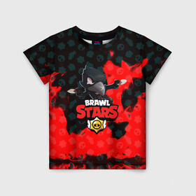 Детская футболка 3D с принтом BRAWL STARS:CROW в городе Новоалтайск, 100% гипоаллергенный полиэфир | прямой крой, круглый вырез горловины, длина до линии бедер, чуть спущенное плечо, ткань немного тянется | 8 bit | bibi | brawl stars | brock | bull | crow | dinomike | el primo | leon | mobile game | nita | poko | ricochet | sandy | shally | stars | tara | бравл старс | ворон | леон | мобильные игры