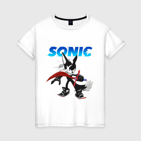 Женская футболка хлопок с принтом SONIC в городе Новоалтайск, 100% хлопок | прямой крой, круглый вырез горловины, длина до линии бедер, слегка спущенное плечо | animal | games | hedgehog | sega | sonic | speed | speed sonic | быстрый ёж | ёж | ёжик | игры | персонаж | сега | синий ёж | скорость | соник