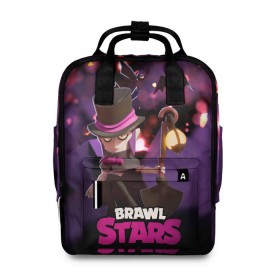 Женский рюкзак 3D с принтом Brawl stars Mortis Мортис в городе Новоалтайск, 100% полиэстер | лямки с регулируемой длиной, сверху ручки, чтобы рюкзак нести как сумку. Основное отделение закрывается на молнию, как и внешний карман. Внутри два дополнительных кармана, один из которых закрывается на молнию. По бокам два дополнительных кармашка, куда поместится маленькая бутылочка
 | Тематика изображения на принте: brawl | brawl stars | brawlstars | brawl_stars | jessie | mortis | бравл | бравлстарс | мортис