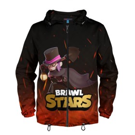 Мужская ветровка 3D с принтом Brawl stars Mortis Мортис в городе Новоалтайск, 100% полиэстер | подол и капюшон оформлены резинкой с фиксаторами, два кармана без застежек по бокам, один потайной карман на груди | Тематика изображения на принте: brawl | brawl stars | brawlstars | brawl_stars | jessie | mortis | бравл | бравлстарс | мортис