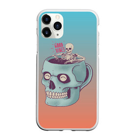 Чехол для iPhone 11 Pro матовый с принтом Good Viber в городе Новоалтайск, Силикон |  | good vibes | horror | кофе | кружка | напиток | психоделика | пятница 13 | скелет | ужасы | хэллоуин | череп