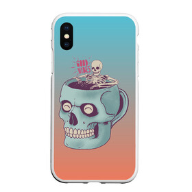Чехол для iPhone XS Max матовый с принтом Good Viber в городе Новоалтайск, Силикон | Область печати: задняя сторона чехла, без боковых панелей | good vibes | horror | кофе | кружка | напиток | психоделика | пятница 13 | скелет | ужасы | хэллоуин | череп
