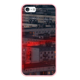 Чехол для iPhone 5/5S матовый с принтом Neon in the city в городе Новоалтайск, Силикон | Область печати: задняя сторона чехла, без боковых панелей | city | light | lights | neon | red | ussr | город | неон | россия | ссср | тлен