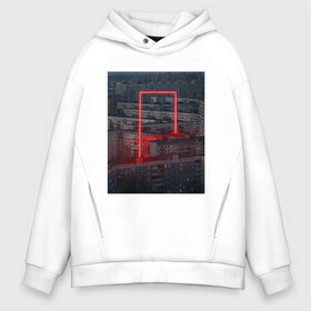 Мужское худи Oversize хлопок с принтом Neon in the city в городе Новоалтайск, френч-терри — 70% хлопок, 30% полиэстер. Мягкий теплый начес внутри —100% хлопок | боковые карманы, эластичные манжеты и нижняя кромка, капюшон на магнитной кнопке | city | light | lights | neon | red | ussr | город | неон | россия | ссср | тлен