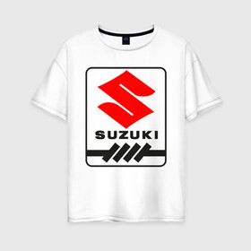 Женская футболка хлопок Oversize с принтом Suzuki в городе Новоалтайск, 100% хлопок | свободный крой, круглый ворот, спущенный рукав, длина до линии бедер
 | auto | grand vitara | suzuki | sx4 | авто | автомобиль | ам | витара | машина | сузуки | сх4