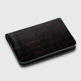 Картхолдер с принтом с принтом 3D Плиты Red & Black в городе Новоалтайск, натуральная матовая кожа | размер 7,3 х 10 см; кардхолдер имеет 4 кармана для карт; | 3d | 3д | 3д полосы | led | led подсветка | красночерный | красный | полосы | свет | свечение | текстуры | черно красный | черный