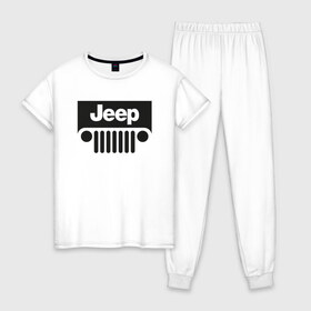 Женская пижама хлопок с принтом Im Jeep в городе Новоалтайск, 100% хлопок | брюки и футболка прямого кроя, без карманов, на брюках мягкая резинка на поясе и по низу штанин | 4на4 | auto | baja | jeep | offroad | trofi | авто | автомобиль | ам | баха | бездорожье | внедорожник | джип | джипинг | джиппинг | машина | машины | оффроад | полный привод