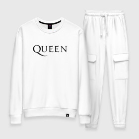 Женский костюм хлопок с принтом QUEEN (НА СПИНЕ) в городе Новоалтайск, 100% хлопок | на свитшоте круглая горловина, мягкая резинка по низу. Брюки заужены к низу, на них два вида карманов: два 