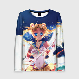 Женский лонгслив 3D с принтом SAILOR MOON в городе Новоалтайск, 100% полиэстер | длинные рукава, круглый вырез горловины, полуприлегающий силуэт | anime | japan | manga | sailor moon | аниме | девочка | девушка | лунная призма | манга | сейлор мун | сэйлор мун | япония