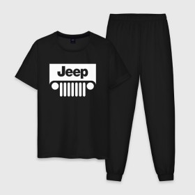 Мужская пижама хлопок с принтом Jeep в городе Новоалтайск, 100% хлопок | брюки и футболка прямого кроя, без карманов, на брюках мягкая резинка на поясе и по низу штанин
 | 4на4 | auto | baja | jeep | offroad | trofi | авто | автомобиль | ам | баха | бездорожье | внедорожник | джип | джипинг | джиппинг | машина | машины | оффроад | полный привод
