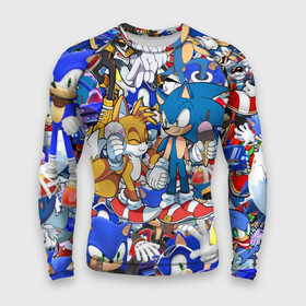 Мужской рашгард 3D с принтом SONIC PATTERN | СОНИК (Z) в городе Новоалтайск,  |  | amy rose | blaze the cat | hedgehog | sega | silver | sonic | доктор эггман | ёж соник | ехидна наклз | кошка блейз | метал соник | сега | сильвер | соник