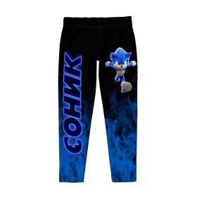 Детские леггинсы 3D с принтом SONIC. в городе Новоалтайск, полиэстер 85%, спандекс 15% | эластичный пояс, зауженный крой | game | sega | sonic | sonic the hedgehog | видеоигра | доктор эггман | звуковой | игра | со скоростью звука | соник | соник в кино