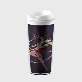 Термокружка-непроливайка с принтом SAILOR MARS в городе Новоалтайск, внутренняя часть — пищевой пластик, наружная часть — прозрачный пластик, между ними — полиграфическая вставка с рисунком | объем — 350 мл, герметичная крышка | Тематика изображения на принте: anime | japan | manga | sailor moon | аниме | девочка | девушка | луна | лунная призма | манга | сейлор мун | сэйлор мун | япония