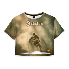 Женская футболка Crop-top 3D с принтом Sabaton в городе Новоалтайск, 100% полиэстер | круглая горловина, длина футболки до линии талии, рукава с отворотами | battle | panzerkampf | primo victoria | sabaton | the art of war | the great war | атака мертвецов | бисмарк | броден | войны | группа | йоаким | латный ботинок | метал | ночные ведьмы | пауэр | рок | рыцарские доспехи | сабатон