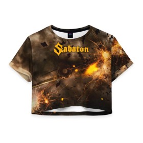 Женская футболка Crop-top 3D с принтом Sabaton в городе Новоалтайск, 100% полиэстер | круглая горловина, длина футболки до линии талии, рукава с отворотами | battle | panzerkampf | primo victoria | sabaton | the art of war | the great war | атака мертвецов | бисмарк | броден | войны | группа | йоаким | латный ботинок | метал | ночные ведьмы | пауэр | рок | рыцарские доспехи | сабатон