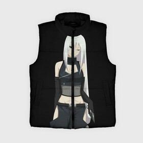 Женский жилет утепленный 3D с принтом Ninja Girl Kunoichi в городе Новоалтайск,  |  | аниме | девушка | длинные волосы | кунаи | милая девушка | ниндзя | черная одежда