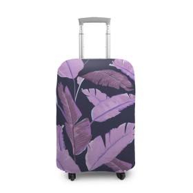 Чехол для чемодана 3D с принтом Tropical leaves 4 purple в городе Новоалтайск, 86% полиэфир, 14% спандекс | двустороннее нанесение принта, прорези для ручек и колес | leaves | palms. тропические | tropical | листья | пальмы