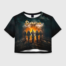 Женская футболка Crop-top 3D с принтом Sabaton в городе Новоалтайск, 100% полиэстер | круглая горловина, длина футболки до линии талии, рукава с отворотами | battle | panzerkampf | primo victoria | sabaton | the art of war | the great war | атака мертвецов | бисмарк | броден | войны | группа | йоаким | латный ботинок | метал | ночные ведьмы | пауэр | рок | рыцарские доспехи | сабатон