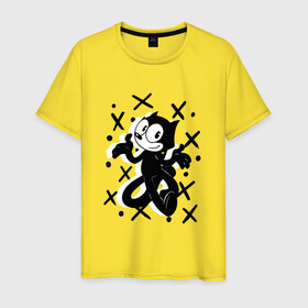 Мужская футболка хлопок с принтом Felix The Cat в городе Новоалтайск, 100% хлопок | прямой крой, круглый вырез горловины, длина до линии бедер, слегка спущенное плечо. | cat | felix | the | детские | женские | и | кот | кота | кошка | мужские | принт | с котами | с котом | с кошкой | с принтом | супер | супер кот | феликс | черная | черного кота | черной | черный