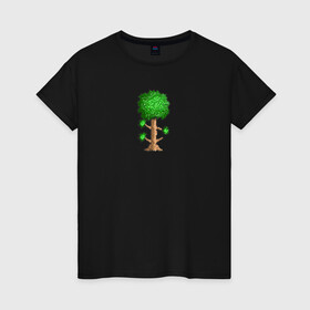 Женская футболка хлопок с принтом Terraria в городе Новоалтайск, 100% хлопок | прямой крой, круглый вырез горловины, длина до линии бедер, слегка спущенное плечо | brain of cthulhu | eater of worlds | eye of cthulhu | game | king slime | moon lord | queen bee | skeletron | terka | terra | terraria | the twin | twins | игры | майнкрафт | терария | терка | террария