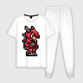 Мужская пижама хлопок с принтом Terraria в городе Новоалтайск, 100% хлопок | брюки и футболка прямого кроя, без карманов, на брюках мягкая резинка на поясе и по низу штанин
 | Тематика изображения на принте: brain of cthulhu | eater of worlds | eye of cthulhu | game | king slime | moon lord | queen bee | skeletron | terka | terra | terraria | the twin | twins | игры | майнкрафт | терария | терка | террария