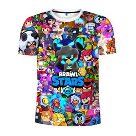 Мужская футболка 3D спортивная с принтом BRAWL STARS в городе Новоалтайск, 100% полиэстер с улучшенными характеристиками | приталенный силуэт, круглая горловина, широкие плечи, сужается к линии бедра | 8 bit | bibi | brawl stars | brock | bull | crow | dinomike | el primo | leon | mobile game | mr.p | nita | poko | ricochet | stars | tara | бравл старс | ворон | леон | мобильные игры