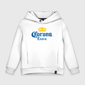 Детское худи Oversize хлопок с принтом Corona Extra Коронавирус в городе Новоалтайск, френч-терри — 70% хлопок, 30% полиэстер. Мягкий теплый начес внутри —100% хлопок | боковые карманы, эластичные манжеты и нижняя кромка, капюшон на магнитной кнопке | Тематика изображения на принте: beer | corona | corona virus | coronavirus | virus | вирус | корона | коронавирус