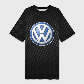 Платье-футболка 3D с принтом Volkswagen Logo | Фольксваген Лого в городе Новоалтайск,  |  | Тематика изображения на принте: amarok | arteon | caravelle | golf | polo | scirocco | teramont | tiguan | to | touareg | transporter | volkswagen | vw | авто | автомобиль | ам | бренд | карбон | машина | машины | народный автомобиль | фольксваген