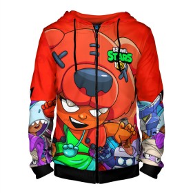 Мужская толстовка 3D на молнии с принтом BRAWL STARS NITA в городе Новоалтайск, 100% полиэстер | длина до линии бедра, манжеты и пояс оформлены мягкой тканевой резинкой, двухслойный капюшон со шнурком для регулировки, спереди молния, по бокам два кармана | brawl stars | brawl stars nita | brawler | nita | бравл старз | бравлер | нита