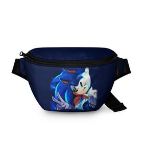 Поясная сумка 3D с принтом Sonic в городе Новоалтайск, 100% полиэстер | плотная ткань, ремень с регулируемой длиной, внутри несколько карманов для мелочей, основное отделение и карман с обратной стороны сумки застегиваются на молнию | hedgehog | metal sonic | silver | silver the hedgehog | sonic | sonic boom | sonic the hedgehog | еж | ёж сонник | ежик | игры | кино | соник | соник в кино | сонник | фильм