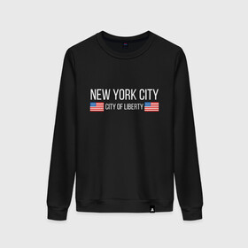 Женский свитшот хлопок с принтом NEW YORK в городе Новоалтайск, 100% хлопок | прямой крой, круглый вырез, на манжетах и по низу широкая трикотажная резинка  | america | city | new | ny | of | states | united | usa | york | америка | американская | америки | йорк | нью | нью йорк | свобода | сша | туризм | туристическая | флаг | флаги