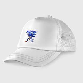 Детская кепка тракер с принтом SONIC в городе Новоалтайск, Козырек - 100% хлопок. Кепка - 100% полиэстер, Задняя часть - сетка | универсальный размер, пластиковая застёжка | animal | games | hedgehog | sega | sonic | speed | speed sonic | быстрый ёж | ёж | ёжик | игры | персонаж | сега | синий ёж | скорость | соник