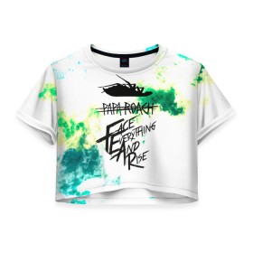 Женская футболка Crop-top 3D с принтом Papa Roach в городе Новоалтайск, 100% полиэстер | круглая горловина, длина футболки до линии талии, рукава с отворотами | face everything and rise | papa roach | американский рок | папа роч | рок | таракан