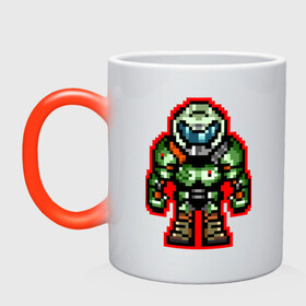 Кружка хамелеон с принтом DOOM Eternal 8bit  в городе Новоалтайск, керамика | меняет цвет при нагревании, емкость 330 мл | 16bit | 8bit | bfg | doom | doomer | eternal | hell | marine | ад | в шлеме | вечность | вечный | дум | думер | марин | морской | пехотинец | пиксели | пиксельный | шлем