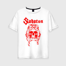 Женская футболка хлопок Oversize с принтом SABATON в городе Новоалтайск, 100% хлопок | свободный крой, круглый ворот, спущенный рукав, длина до линии бедер
 | sabaton | даниель муллбак | йоаким броден | крис рёланд | оскар монтелиус | пэр сундстрём | рикард сунден | сабатон | тоббе энглунд | томми юханссон | ханнес ван дал