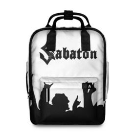 Женский рюкзак 3D с принтом SABATON в городе Новоалтайск, 100% полиэстер | лямки с регулируемой длиной, сверху ручки, чтобы рюкзак нести как сумку. Основное отделение закрывается на молнию, как и внешний карман. Внутри два дополнительных кармана, один из которых закрывается на молнию. По бокам два дополнительных кармашка, куда поместится маленькая бутылочка
 | sabaton | skull | даниель муллбак | йоаким броден | крис рёланд | оскар монтелиус | пэр сундстрём | рикард сунден | сабатон | скелет | тоббе энглунд | томми юханссон | ханнес ван дал | черепа