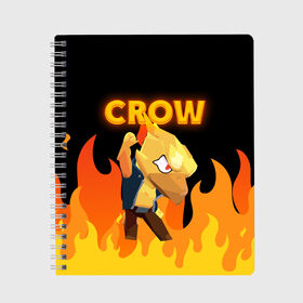 Тетрадь с принтом BRAWL STARS CROW в городе Новоалтайск, 100% бумага | 48 листов, плотность листов — 60 г/м2, плотность картонной обложки — 250 г/м2. Листы скреплены сбоку удобной пружинной спиралью. Уголки страниц и обложки скругленные. Цвет линий — светло-серый
 | bibi | brawl | brawl stars | crow | leon | max | sally | shark | stars | акула | биби | бравл | бравл старс | браво старс | игра | компьютерная | кров | леон | леон акула | старс | шарк