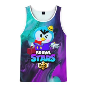 Мужская майка 3D с принтом BRAWL STARS MR.P в городе Новоалтайск, 100% полиэстер | круглая горловина, приталенный силуэт, длина до линии бедра. Пройма и горловина окантованы тонкой бейкой | Тематика изображения на принте: 8 bit | 8 бит | bibi | brawl stars | crow | el brown | leon | leon shark | max | mr.p | sally leon | shark | stars | virus | werewolf | акула | биби | вирус | ворон | леон | оборотень | пингвин