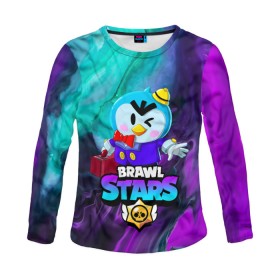 Женский лонгслив 3D с принтом BRAWL STARS MR.P в городе Новоалтайск, 100% полиэстер | длинные рукава, круглый вырез горловины, полуприлегающий силуэт | 8 bit | 8 бит | bibi | brawl stars | crow | el brown | leon | leon shark | max | mr.p | sally leon | shark | stars | virus | werewolf | акула | биби | вирус | ворон | леон | оборотень | пингвин