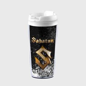 Термокружка-непроливайка с принтом SABATON в городе Новоалтайск, внутренняя часть — пищевой пластик, наружная часть — прозрачный пластик, между ними — полиграфическая вставка с рисунком | объем — 350 мл, герметичная крышка | Тематика изображения на принте: sabaton | skull | даниель муллбак | йоаким броден | крис рёланд | оскар монтелиус | пэр сундстрём | рикард сунден | сабатон | скелет | тоббе энглунд | томми юханссон | ханнес ван дал | черепа