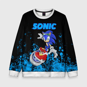 Детский свитшот 3D с принтом Sonic. в городе Новоалтайск, 100% полиэстер | свободная посадка, прямой крой, мягкая тканевая резинка на рукавах и понизу свитшота | game | sonic | sonic the hedgehog | видеоигра | доктор эггман | ёж | ёж соник | игра | сега | синий антропоморфный ёж | соник | соник в кино